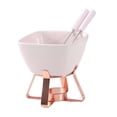 thumbnail image 3 of Chocolate Fondue Pot Calentador para Fondue de Chocolate Olla de Cerámica Fondue de Queso Mini Recipiente con Tenedores Adecuado para Postres Fiestas Restaurantes Estante rosa dorado, 3 of 9