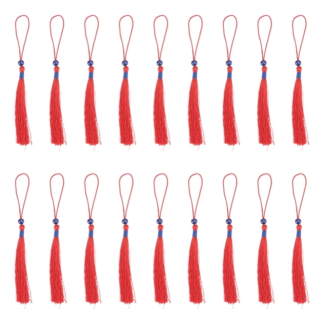 Shisuyan 100Pcs Tassels DIY Handmade Tassels Red Decoration for Banner Crafts Making Supply