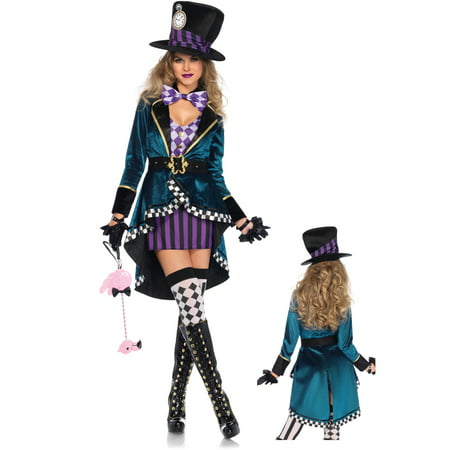 Leg Avenue Womens 4 PC Plus Size Delightful Hatter Costume