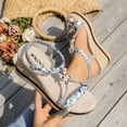 thumbnail image 6 of Dakaela Women's Wedge Sandals 2026 Summer Dressy Platform Espadrilles Ankle Strap Open Toe Slingback Bohemia Walking Shoes Grey 7.5, 6 of 8