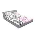 thumbnail image 2 of Ambesonne Saying Fitted Sheet & Pillow Sham Set, Lets Go for a Spacewalk, Queen, Black and Pink, 2 of 2