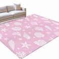 thumbnail image 2 of 3'x5' Area Rugs, Pink Coastal Indoor Outdoor Area Rug for Living Room Bedroom, Nautical Starfish Coral Shell Summer Ocean Washable Bathroom Rugs Kitchen Floor Carpet Mats Home Decor Aesthetic, 2 of 8