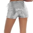 thumbnail image 6 of Uaswgudfs Women's High-Waisted Summer Shorts with Adjustable Drawstring - 4" Inseam Shiny Stretch Shorts for Running, Gym & Casual Wear Silver S, 6 of 7