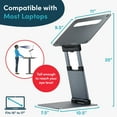 thumbnail image 3 of Ergonomic Laptop Stand for Desk, Adjustable Height Up to 20", Laptop Riser Portable Computer, Laptop Stands, Fits All MacBook, Laptops 10 15 17 Inches, Laptop Holder Desk Stand,, 3 of 5
