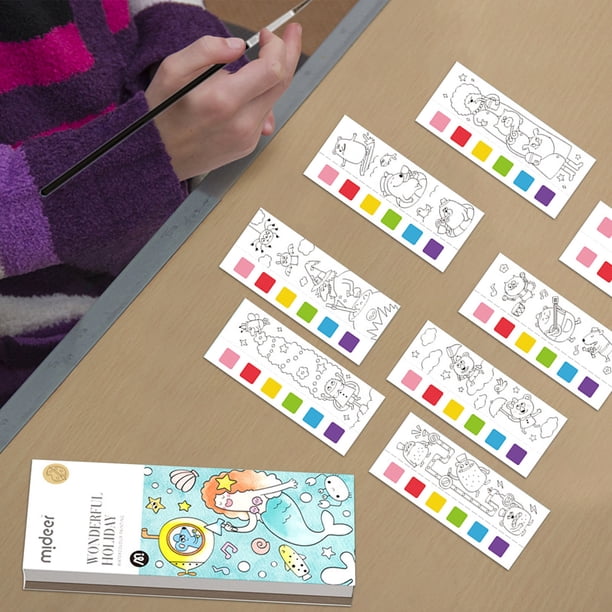 Fiudx Set de Acuarela de Bolsillo, Divertidas Actividades de Pintura, Desarrollo de La Motricidad Fina, Herramienta de Pintura Fácil de Usar, Arte Creativo para Niños de 3 a 6 Años, Seguro y Ecológic