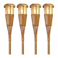 thumbnail image 1 of Solar-Powered Flickering LED Island Torches, Outdoor Landscape Lighting, Bamboo Finish, 4-Pack, Easy Installation ,High Bright, 1 of 6