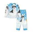 thumbnail image 2 of Kll Collie In Bathtub Print Women'S Long Sleeve Pajamas With Pants Sleepwear Loungewear 2 Set-Large, 2 of 9