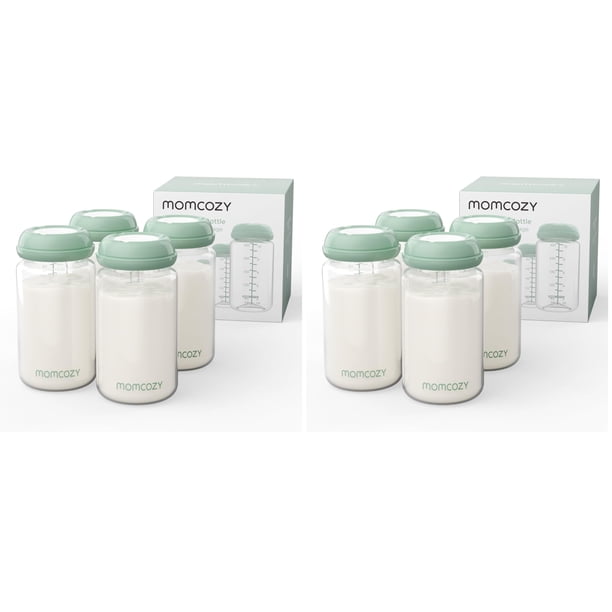 Biberón Momcozy, natural, cuello ancho, 300 ml, sin BPA, paquete de 4