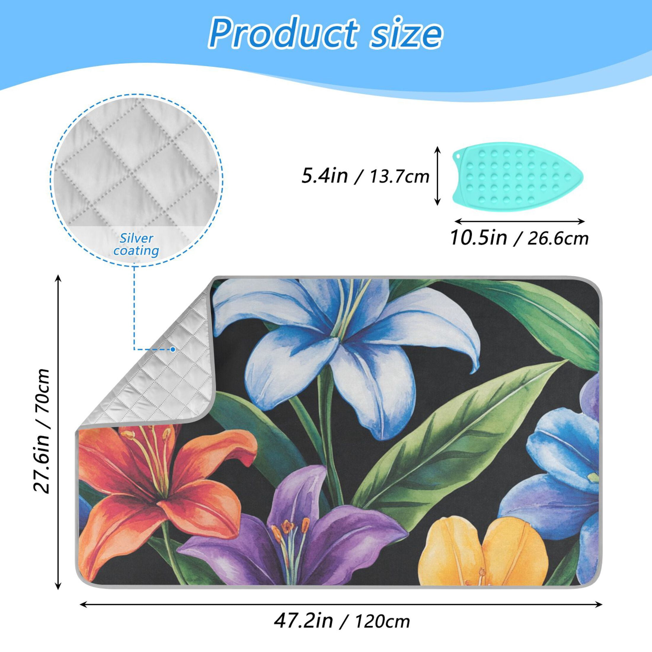 Various Flowers Ironing Mat Blanket for Table Top Travel Portable Ironing Board Pad 47.2x27.6 Inch