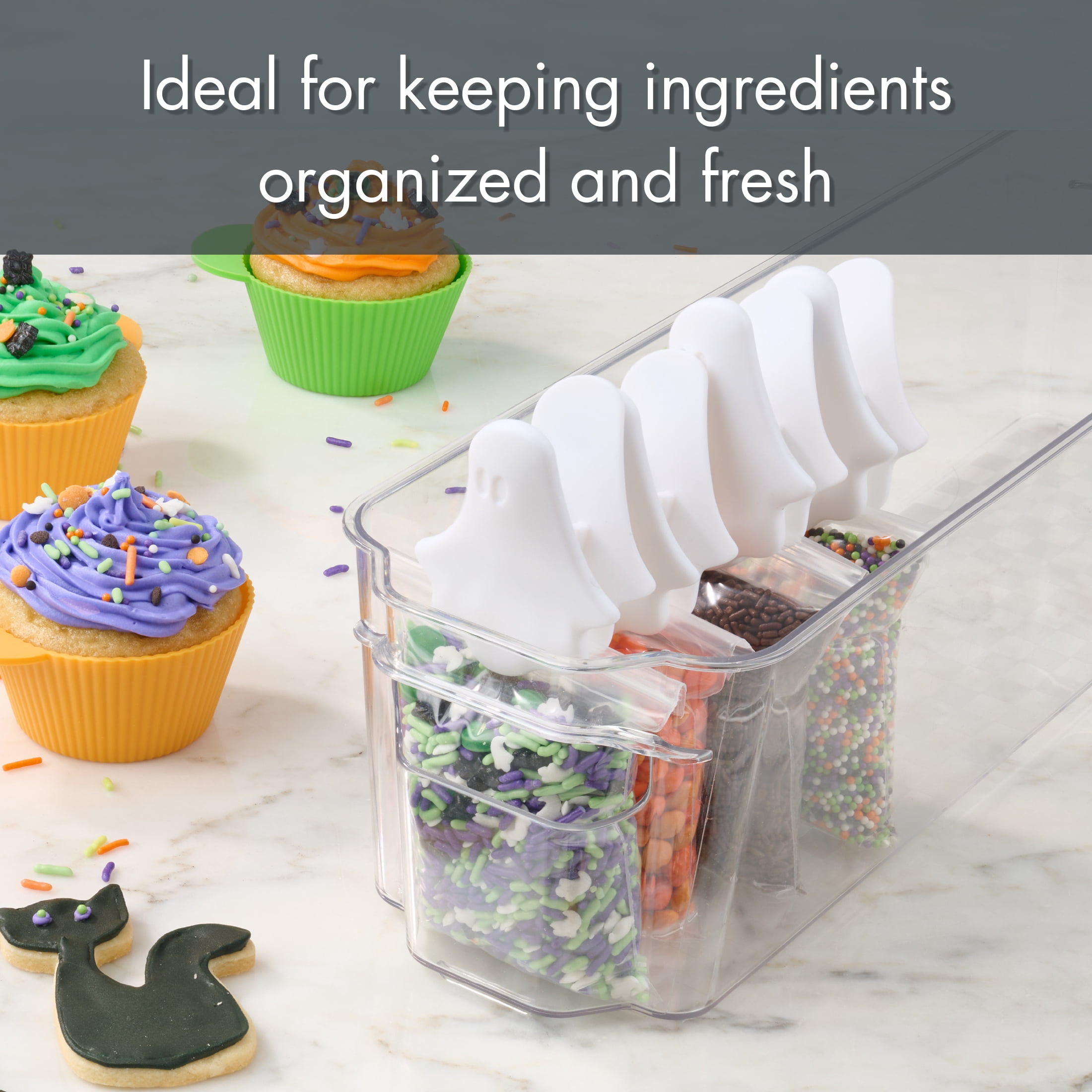 Way To Celebrate 4-Piece Ghost Bag Clips, White, Halloween Kitchen Accessories
