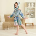 thumbnail image 4 of FORMRS Niños Bathrobe Unisex Hooded Robe Soft Plush Pajamas Sleepwear, Size 4-6T, Pink Seaside, 4 of 7