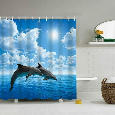 Gououd 3d Shower Curtain Made Of, 3d Dolphin Shower Curtain