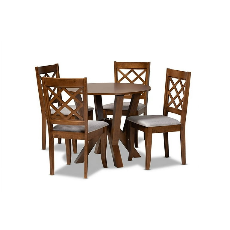 Baxton Studio Zoe Modern and Contemporary Grey Fabric Upholstered and Walnut Brown Finished Wood 5 Piece Dining Set