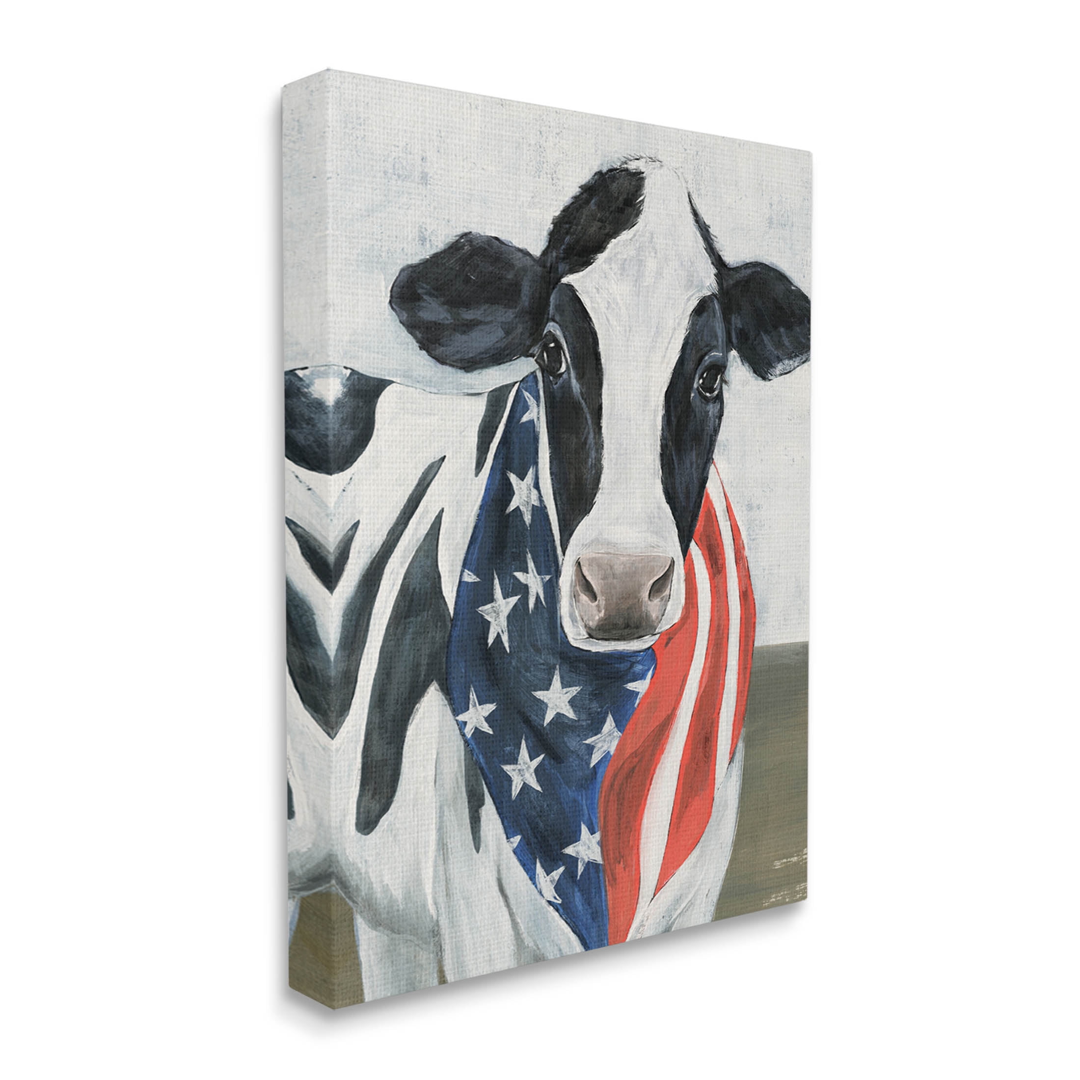 Farm Cow American Flag Animal Animals & Insects Graphic Art Gallery Wrapped Canvas Print Wall Art