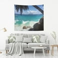 thumbnail image 6 of Beach Summer Seascape Tapestry Wall Hanging Tapestries Happy Colorful Hippie Psychedelic Art Polyester Carpet Wall Decorative for Living Room Bedroom 90x60inch, 6 of 7