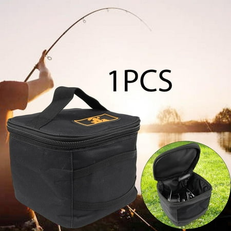 Colaxi Fishing Reel Storage Bag Fishing Reel Bag Outdoor Portable Zipper Fishing Accessories Protective Carrying Case for Drum Reels Black