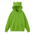 thumbnail image 4 of Stichou Women's Hoodie New Cat Ear Fleece Couple Solid Color Hooded Ladies Hoodie For Ladies Men's Lightweight Clothes Fluorescent Green XL, 4 of 5