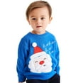 thumbnail image 2 of FEDPOP Toddler Boys Christmas Sweatshirts Cotton Crewneck Santa Embroidery Kids Tops 3T, 2 of 7