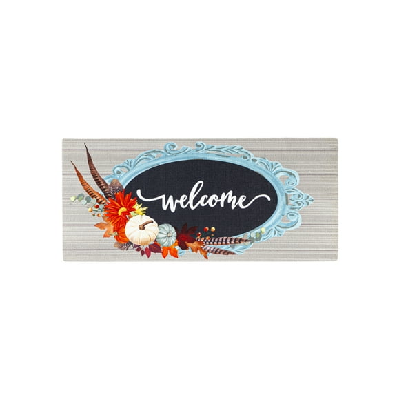 Evergreen Sassafras Switch Mat - Welcome Home Frame, Decorative Door Mat Insert 10" x 22", Interchangeable Outdoor and Indoor Safe Durable Mat with Recycled Rubber Backing