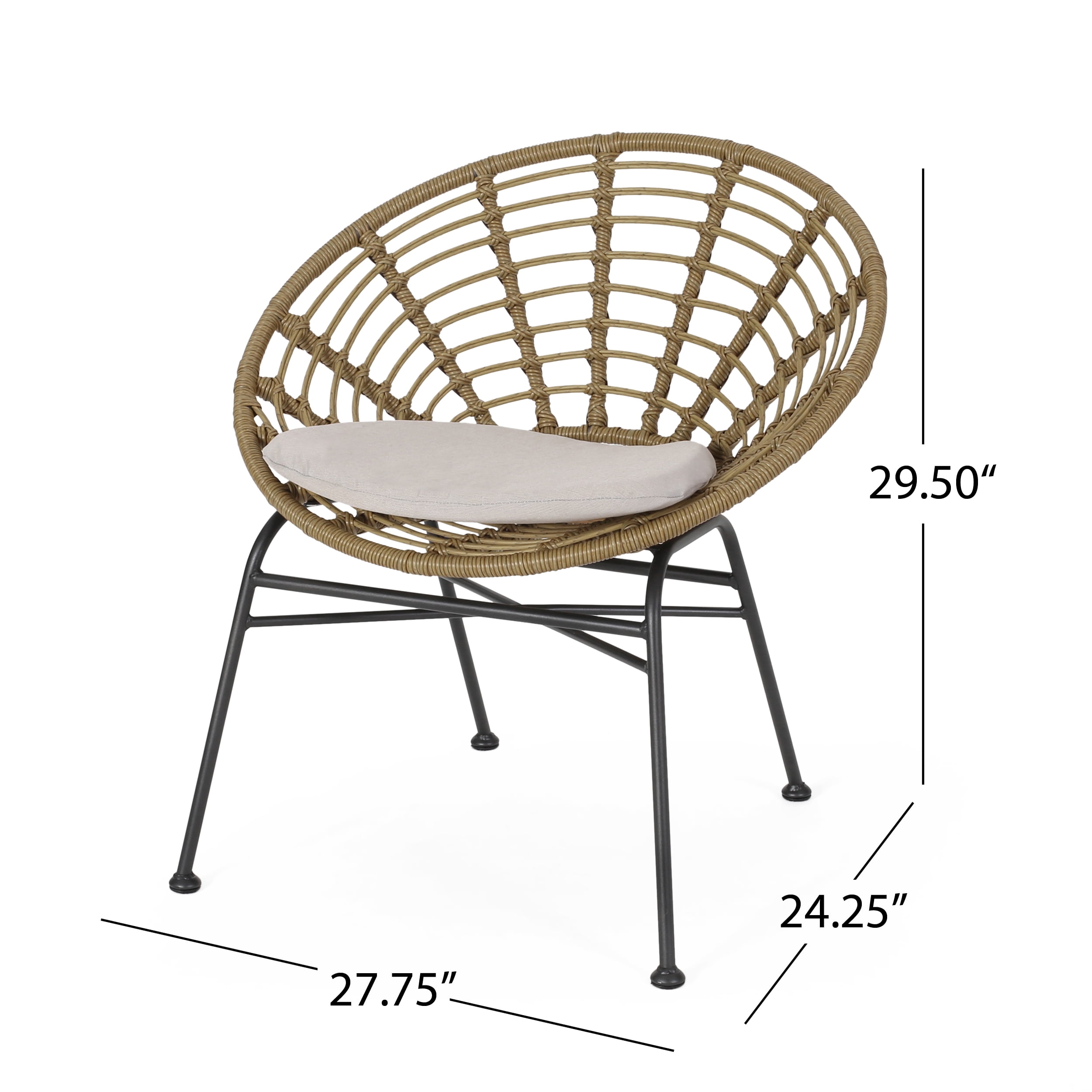 Fiona Outdoor Modern Boho 2 Seater Wicker Chat Set with Side Table, Light Brown, Beige, and Black