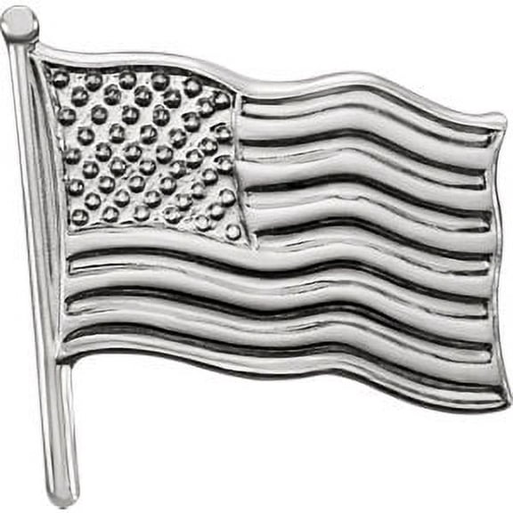 FB Jewels 14k White Gold 14.5x14mm American Flag Lapel Pin