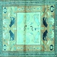 thumbnail image 1 of Ahgly Company Indoor Square Animal Turquoise Blue Traditional Area Rugs, 3' Square, 1 of 4