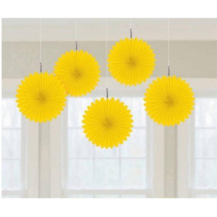 Yellow Mini Hanging Fan Decorations Walmart Com