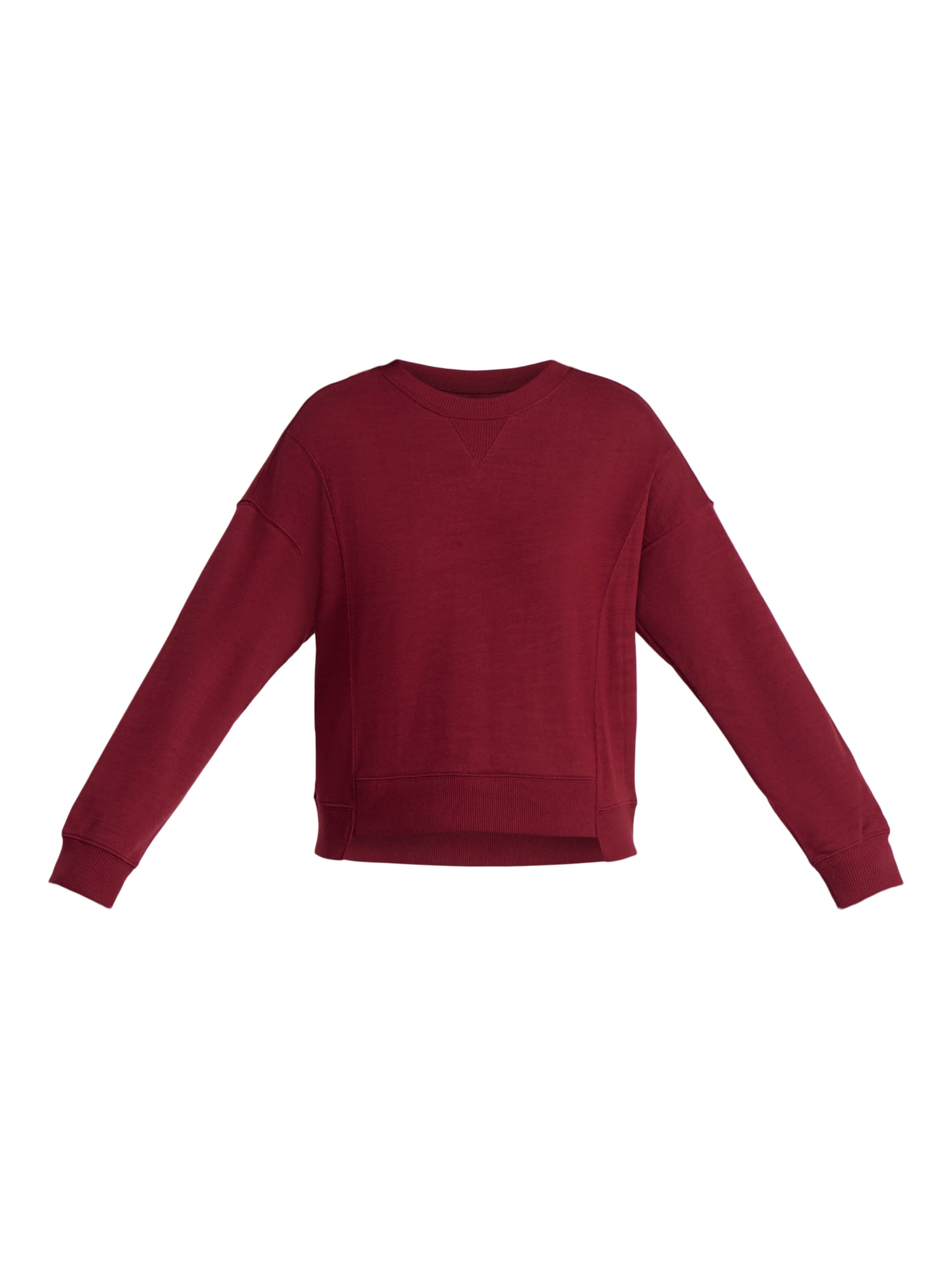 Time and Tru Women’s Ribbed Panel Sweatshirt with Long Sleeves, Sizes XS-XXXL