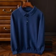 thumbnail image 2 of FRSASU Mens Knit Polo Sweaters Long Sleeve Vintage Polos Casual Pullover Slim Fit Lapel Sweater Dark Blue, 2 of 5
