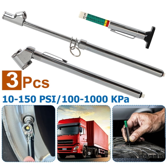 AUTOXBERT 10-150 PSI Dual Head Pencil Tire Pressure Gauge 10-120 PSI Tread Depth Gauge Extended Tube for Car Van Truck