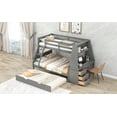 thumbnail image 5 of Harper & Bright Designs Twin Over Full Bunk Bed with Trundle and Built-in Desk, Wooden Bunkbed Frame with Storage Drawers and Shelf for Bedroom, Gray, 5 of 15