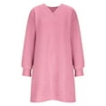 thumbnail image 5 of AUNVITO Women's Solid Casual Long Sleeve V-Neck Dress with Side Pockets, 5 of 9