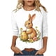 thumbnail image 3 of TaTaai Women Easter Print T-Shirt Crew Neck Three Quarter Sleeve Loose Fit Casual Ladies Spring Holiday Daily Wear Lightweight Breathable Non-See-Through Machine Washable Pullover Top Gift, 3 of 5