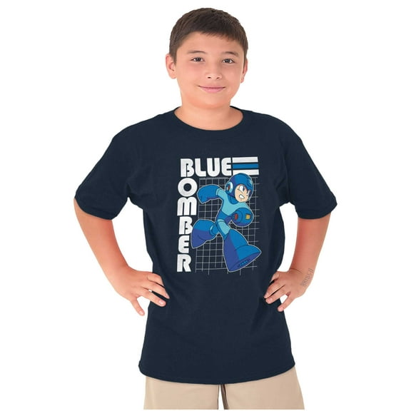 Mega Man Video Game Blue Bomber Crewneck T Shirts Boy Girl Teen Brisco Brands L
