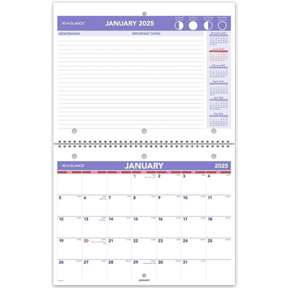 2025 AT-A-GLANCE® Monthly Desk Wall Calendar, 11" x 8-1/2", Traditional, January 2025 To December 2025, PM17028