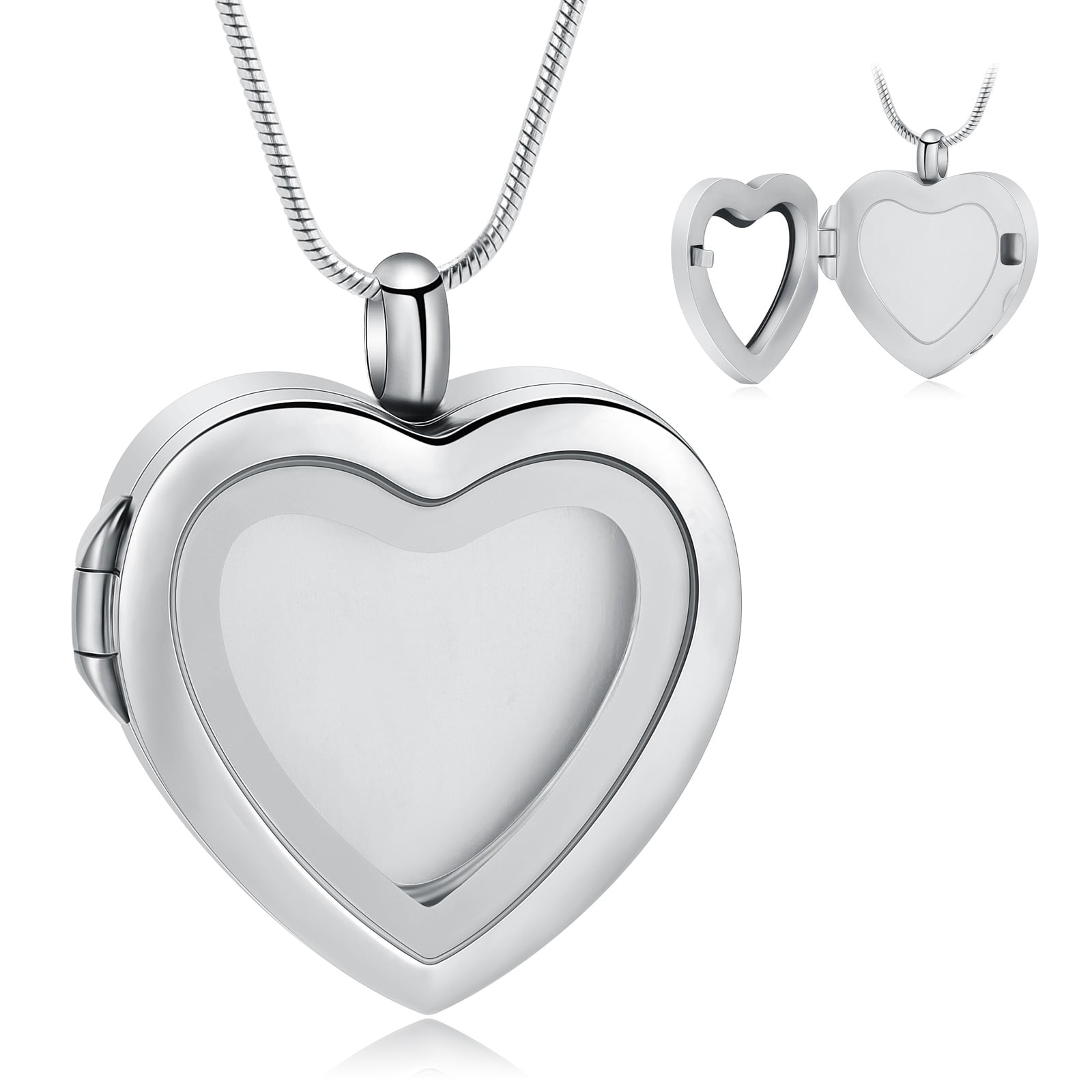 Customized Photo Urn Necklace Glass Cremation Jewelry Necklace for Ashes Heart Memorial Lockets Urn Ashes Keepsake