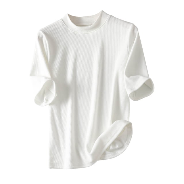Casual Primavera Tops para las Mujeres Cuello Redondo Camiseta Blusa, Cómodo Ligero Poliéster Superior de Verano