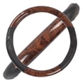 thumbnail image 2 of ACDelco Car Steering Wheel Cover Two Tone Synthetic Leather Black Comfort Grip & Dark Wood (Maple), 2 of 9