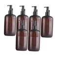thumbnail image 3 of Dispensador de jabón para baño, acabado liso, botella con bomba, dispensador de líquido multiusos marrón negro 500ml, 3 of 9