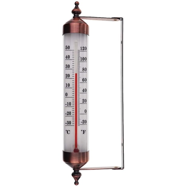 Termómetro para exteriores con indicador, efecto bronce: elegante termómetro para jardín para exteriores, adecuado para temperatura exterior, invernadero, garaje, fácil de colgar. Afortunado Sencillez