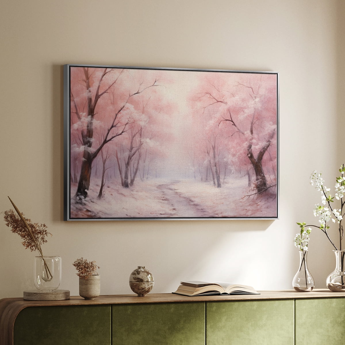 Vintage Landscape-CXCVI By Wexford Home Framed in Silver Wood Gallery Wrapped Canvas 25 in. x 37 in.