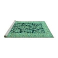 thumbnail image 2 of Ahgly Company Machine Washable Indoor Square Persian Turquoise Blue Traditional Area Rugs, 7' Square, 2 of 4