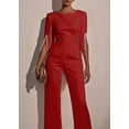 thumbnail image 3 of ZOELNIC Women's Elegant Formal Jumpsuit Long Sleeve Pearl Accent Jumpsuit, Mid-Length Sleeve with Side Slit & Back Zipper, Office to Evening Wear, S, 3 of 4