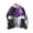Purple, variant on Men Jacket Color Block Hip Hop Zipper Autumn Letters Turndown Collar Coat Windbreaker Streetwear