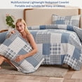 thumbnail image 3 of 3 Piece Quilt Set Queen/Full Size Lightweight Bedspread Coverlet Plaid Patchwork Bedding Microfibers Summer Reversible Quilts Modern Plaid Bedspread for All Season, 3 of 7