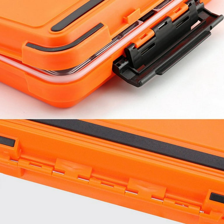 Double-Sided Fishing Box Organizer,Deep Large Hooks Accessory Storage Trays  Case with Adjustable Dividers - Orange, L L