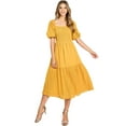 thumbnail image 4 of LOVE COLETTE by Flying Tomato Women's Summer Smocked Eyelet Midi Sun Dress (Mustard, Small), 4 of 5