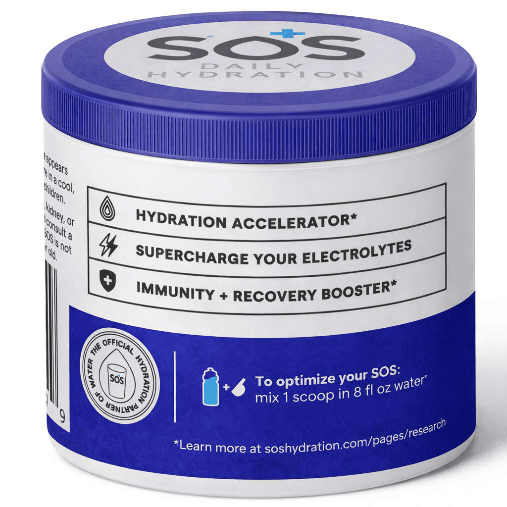 SOS Hydration Daily Electrolyte Drink Mix, Mixed Berry, 31-Serving Tub, Low Sugar, Vitamins B6 B12 C D, Potassium Magnesium Zinc