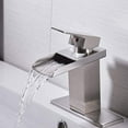 thumbnail image 6 of BWE Bathroom Sink Faucet Brushed Nickel Waterfall with Pop Up Drain Assembly and Supply Line Single Handle Single Hole Bathroom Faucets Deck Mount Lavatory Mixer Tap, 6 of 8