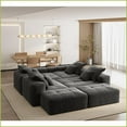 thumbnail image 4 of Modern Oversized Modular Sectional Sofa – Sparkling Chenille, 8 Pillows, No Assembly, Black | Foam+Spring, Square Arms, 4 of 26